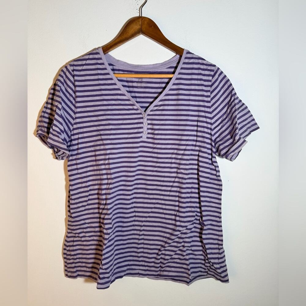 Purple Striped Short Sleeve Top